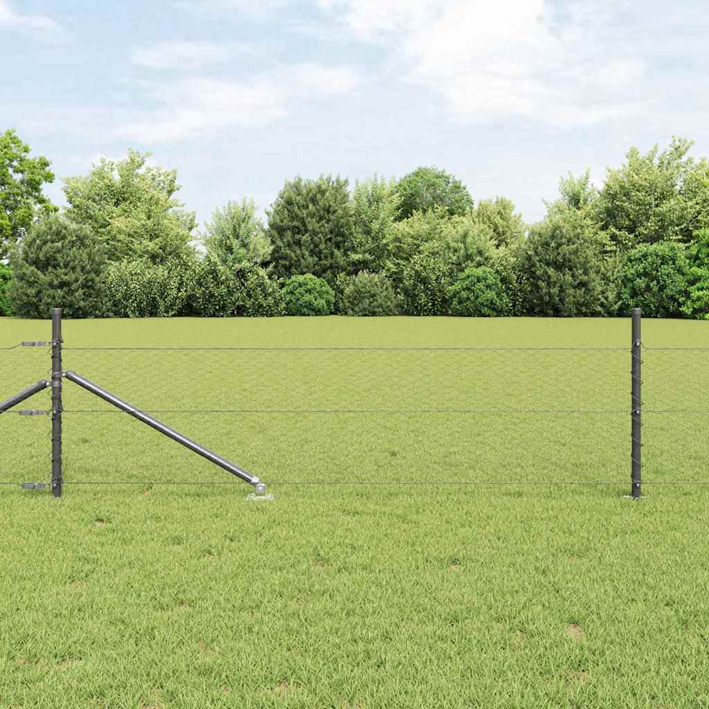 Hexagonal Fence with Post 100 x 0.4 m PVC-Coated Steel Grey