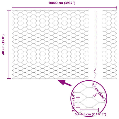 Hexagonal Fence with Post 100 x 0.4 m PVC-Coated Steel Grey