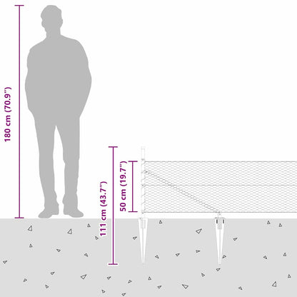 Hexagonal Fence with Post 100 x 0.5 m PVC-Coated Steel Grey