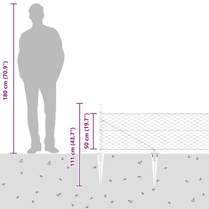 Hexagonal Fence with Post 100 x 0.5 m PVC-Coated Steel Grey