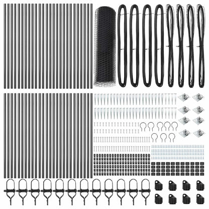 Hexagonal Fence with Post 100 x 0.6 m PVC-Coated Steel Grey