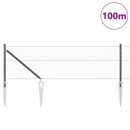 Hexagonal Fence with Post 100 x 0.6 m PVC-Coated Steel Grey