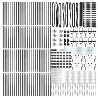 Hexagonal Fence with Post 100 x 1.2 m PVC-Coated Steel Grey
