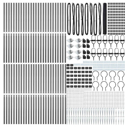 Hexagonal Fence with Post 100 x 1.2 m PVC-Coated Steel Grey