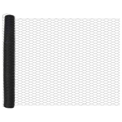 Hexagonal Fence with Post 100 x 1.4 m PVC-Coated Steel Grey