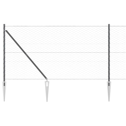 Hexagonal Fence with Post 100 x 1.4 m PVC-Coated Steel Grey