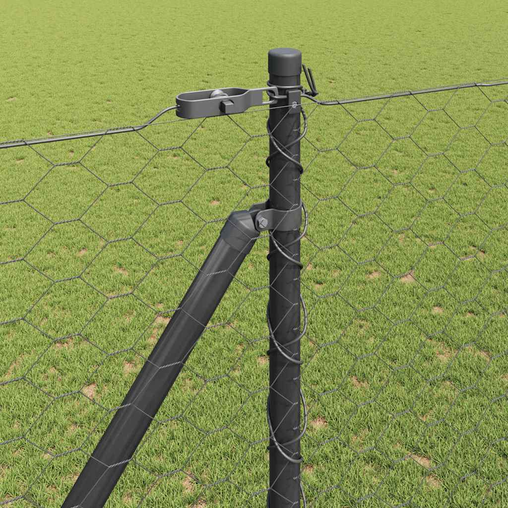 Hexagonal Fence with Post 100 x 1.5 m PVC-Coated Steel Grey