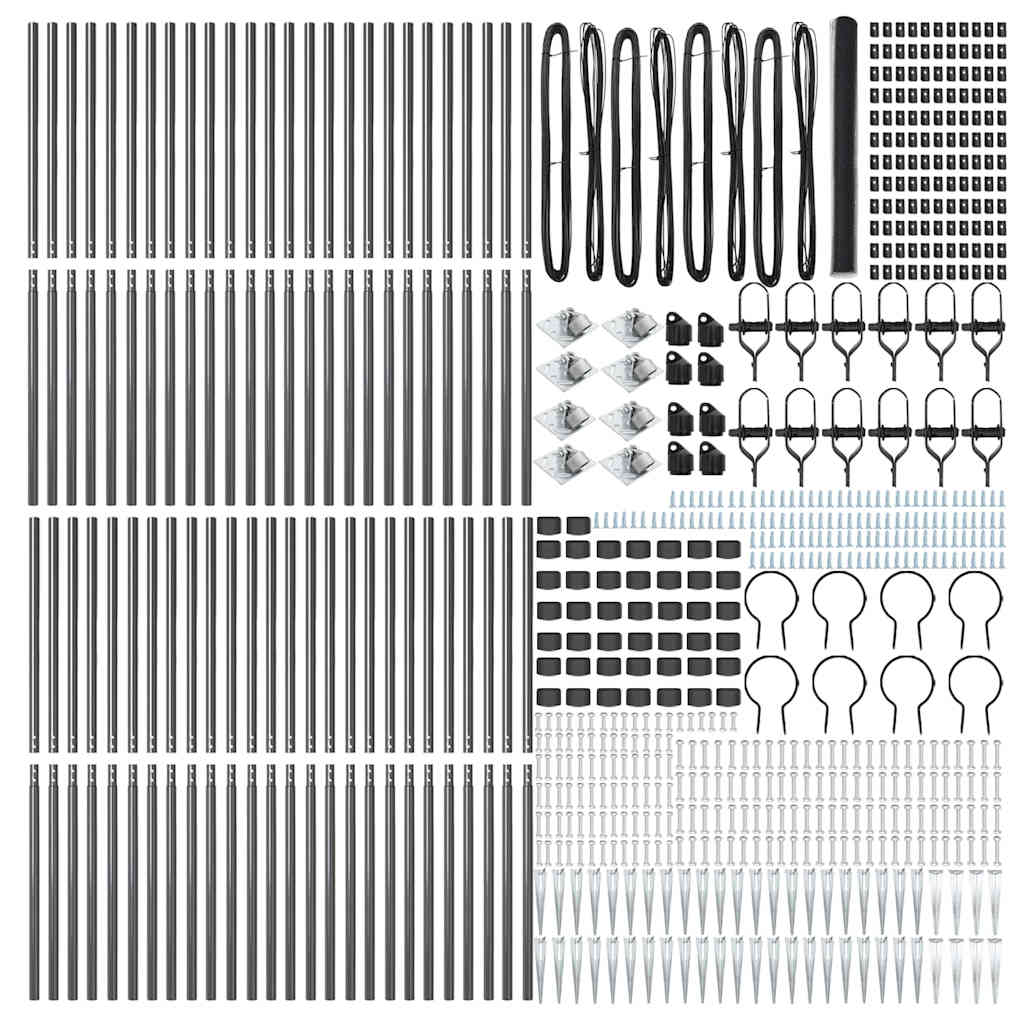 Hexagonal Fence with Post 100 x 1.6 m PVC-Coated Steel Grey