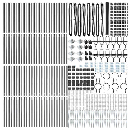 Hexagonal Fence with Post 100 x 1.6 m PVC-Coated Steel Grey