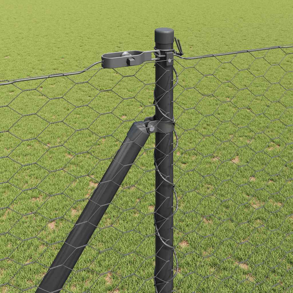 Hexagonal Fence with Post 100 x 1.6 m PVC-Coated Steel Grey