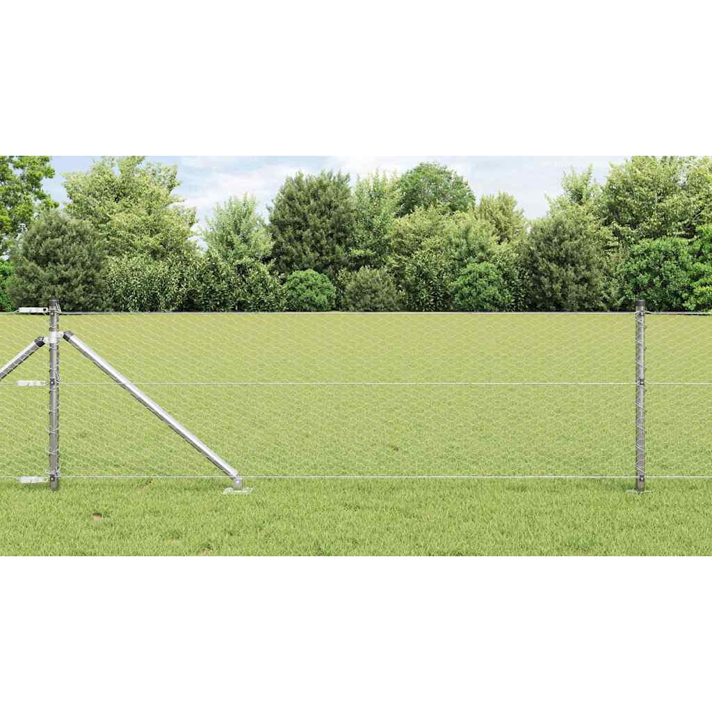 Hexagonal Fence with Post 10 x 0.6 m Galvanised Steel Silver