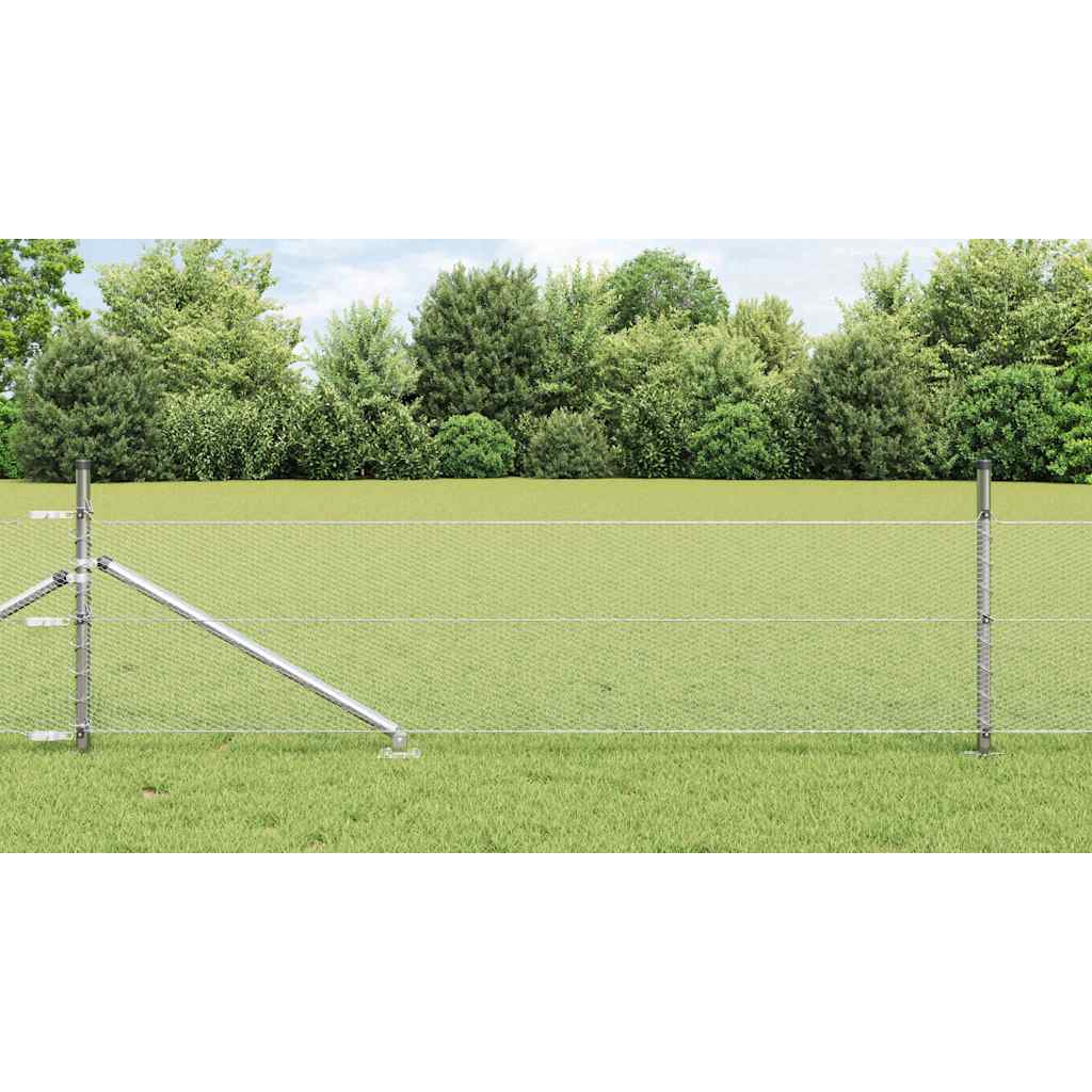 Hexagonal Fence with Post 10 x 0.8 m Galvanised Steel Silver