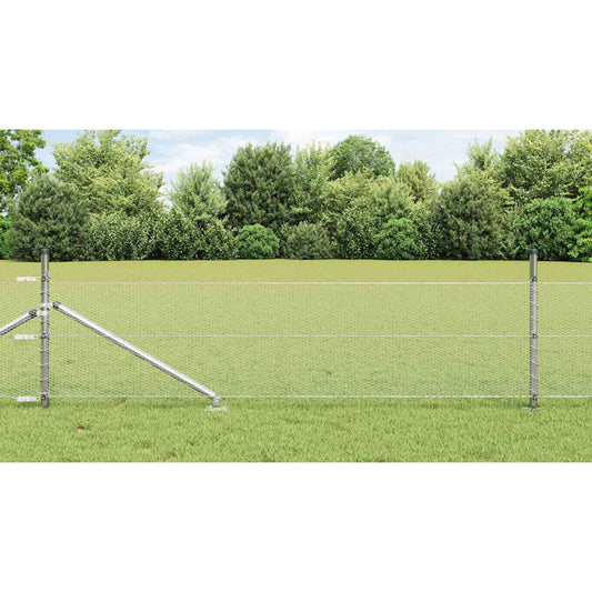 Hexagonal Fence with Post 10 x 0.8 m Galvanised Steel Silver