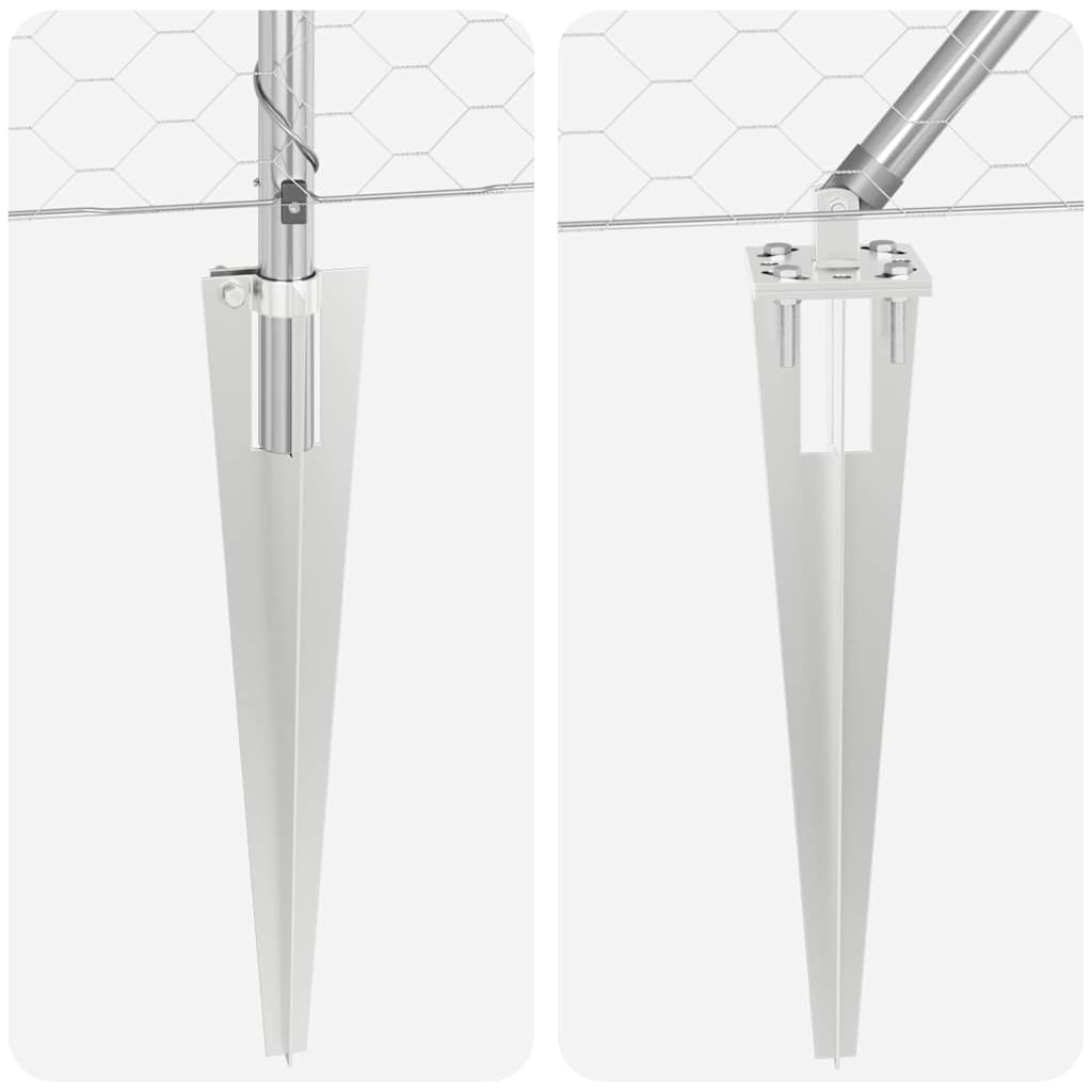 Hexagonal Fence with Post 10 x 1 m Galvanised Steel Silver Mesh