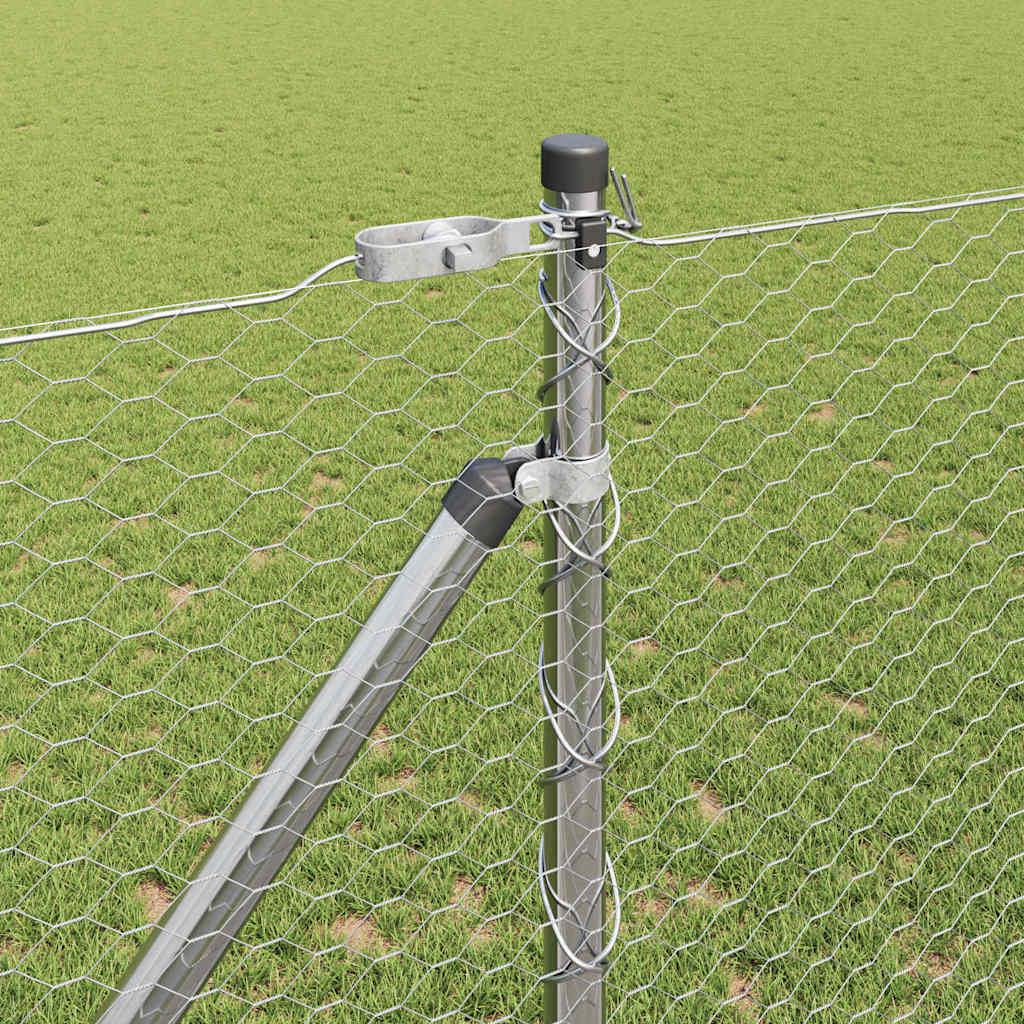 Hexagonal Fence with Post 10 x 1.2 m Galvanised Steel Silver