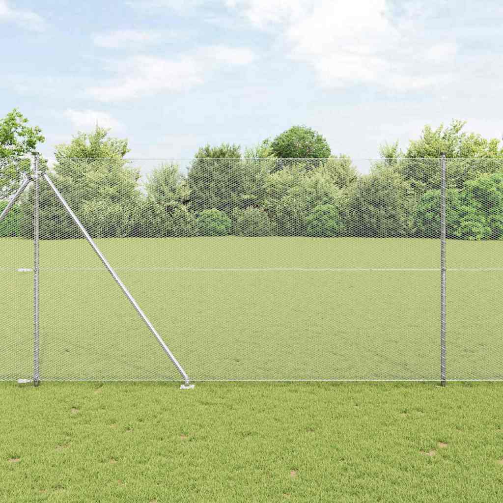 Hexagonal Fence with Post 10 x 1.5 m Galvanised Steel Silver