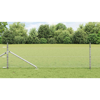 Hexagonal Fence with Post 25 x 0.5 m Galvanised Steel Silver