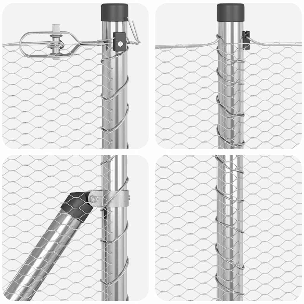 Hexagonal Fence with Post 25 x 0.6 m Galvanised Steel Silver