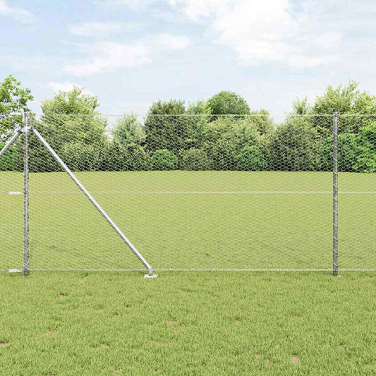 Hexagonal Fence with Post 25 x 1 m Galvanised Steel Silver Mesh