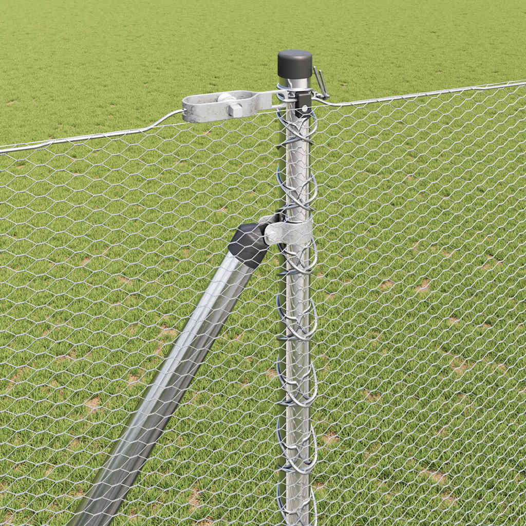 Hexagonal Fence with Post 25 x 1.6 m Galvanised Steel Silver