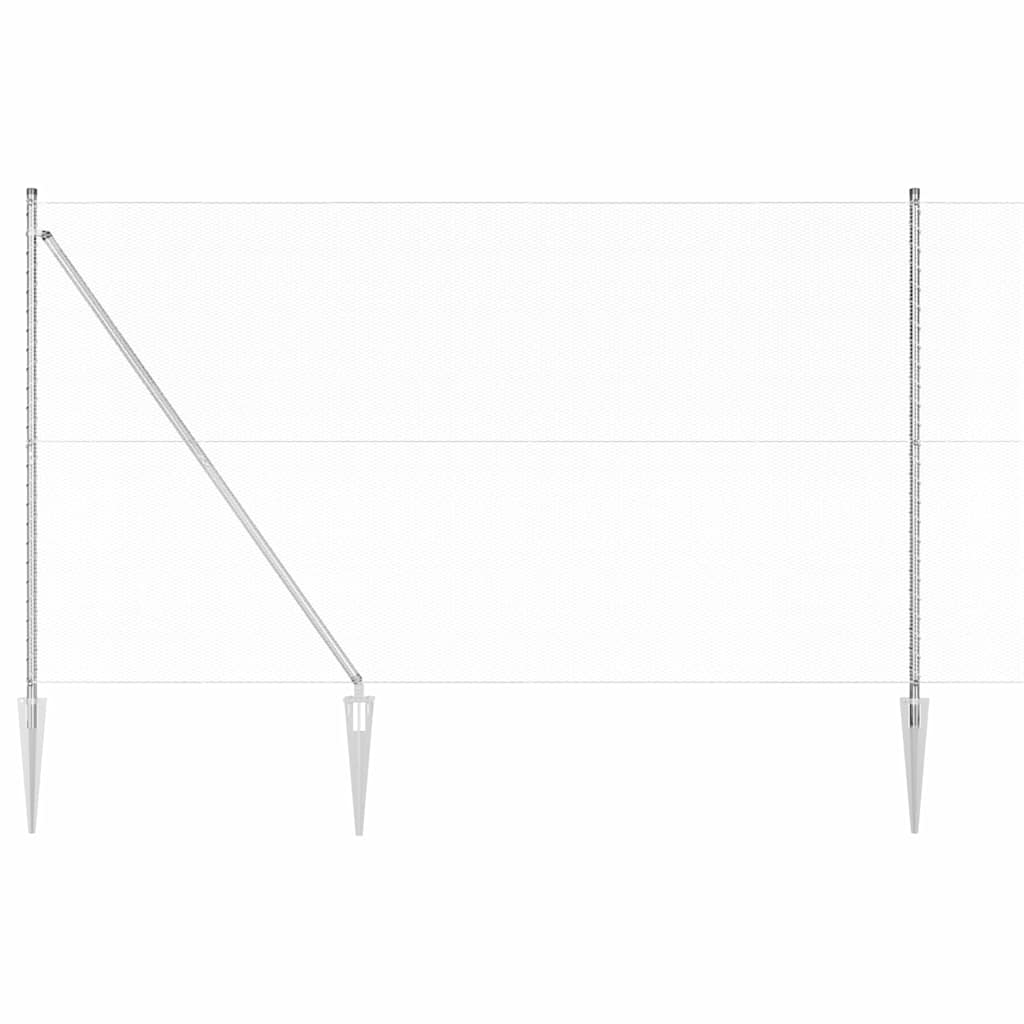 Hexagonal Fence with Post 25 x 1.6 m Galvanised Steel Silver