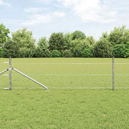Hexagonal Fence with Post 50 x 0.8 m Galvanised Steel Silver