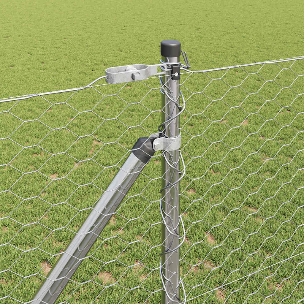 Hexagonal Fence with Post 50 x 1.4 m Galvanised Steel Silver