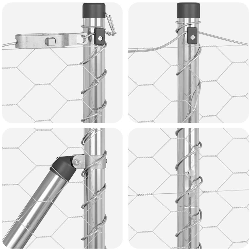 Hexagonal Fence with Post 50 x 1.5 m Galvanised Steel Silver