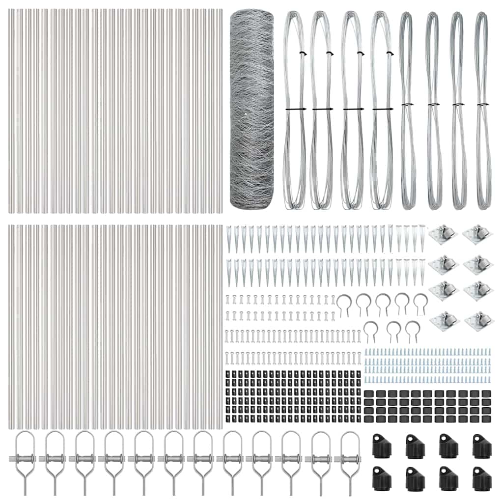 Hexagonal Fence with Post 100 x 0.5 m Galvanised Steel Silver