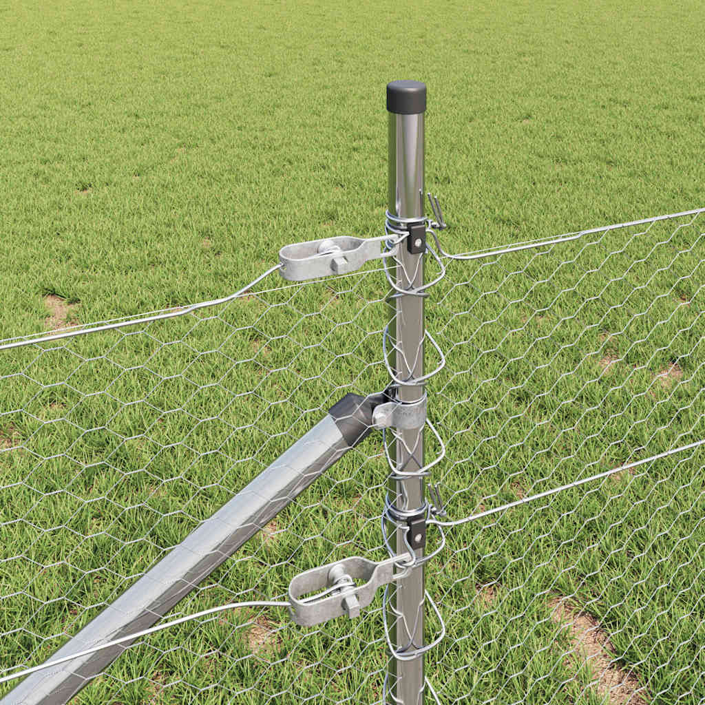 Hexagonal Fence with Post 100 x 0.8 m Hot-Dip Galvanised Steel