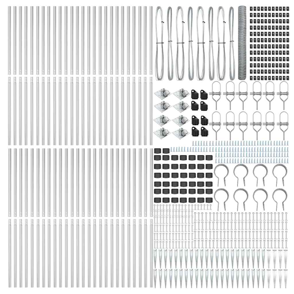 Hexagonal Fence with Post 100 x 1.2 m Galvanised Steel Silver