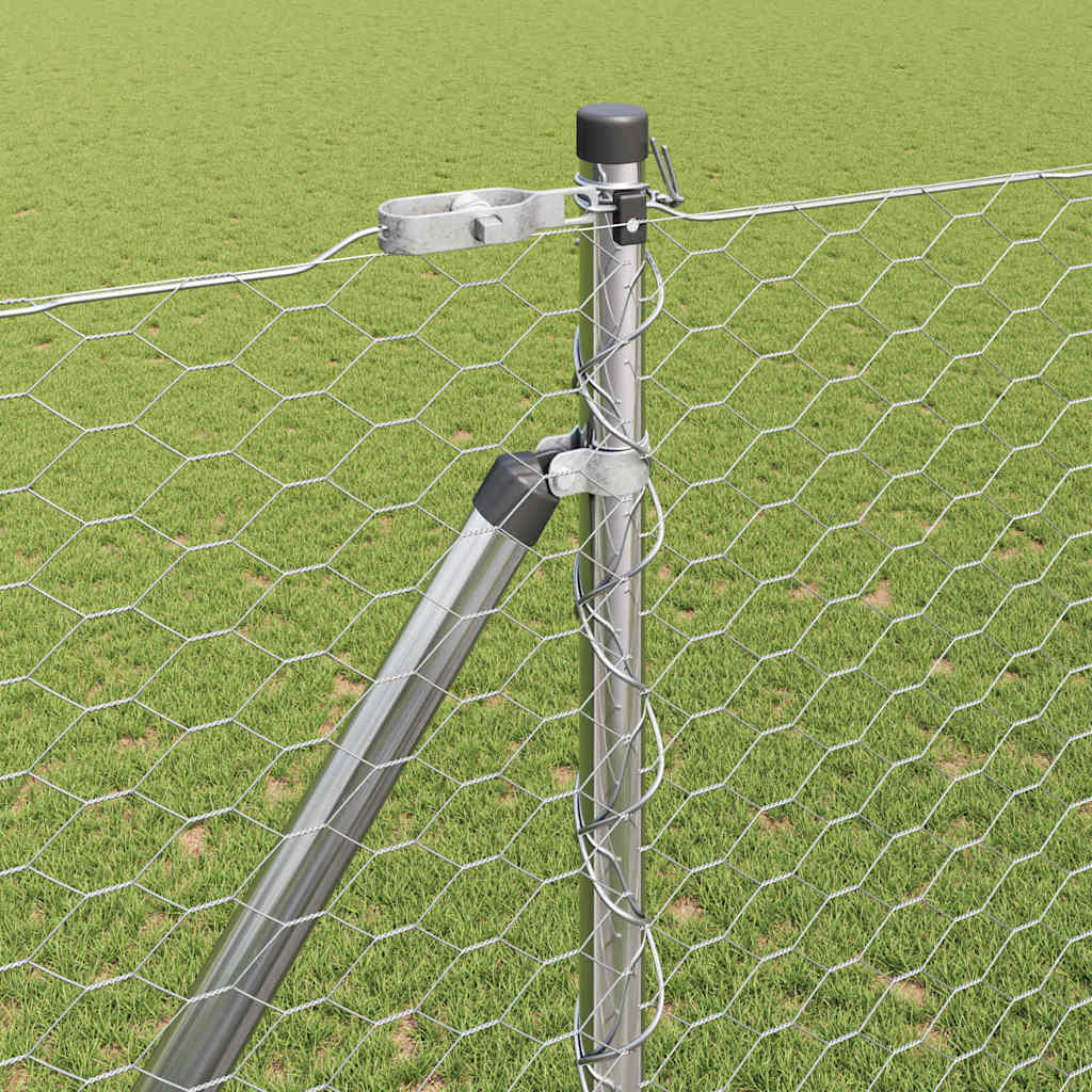 Hexagonal Fence with Post 100 x 1.5 m Galvanised Steel Silver
