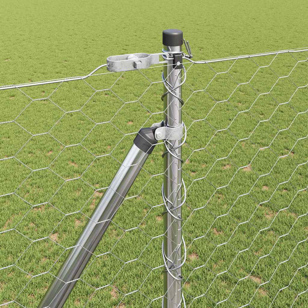 Hexagonal Fence with Post 100 x 1.5 m Galvanised Steel Silver
