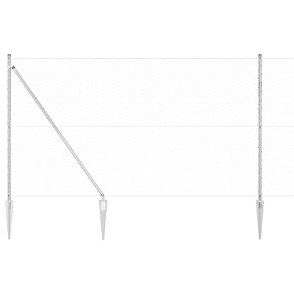 Hexagonal Fence with Post 100 x 1.5 m Galvanised Steel Silver