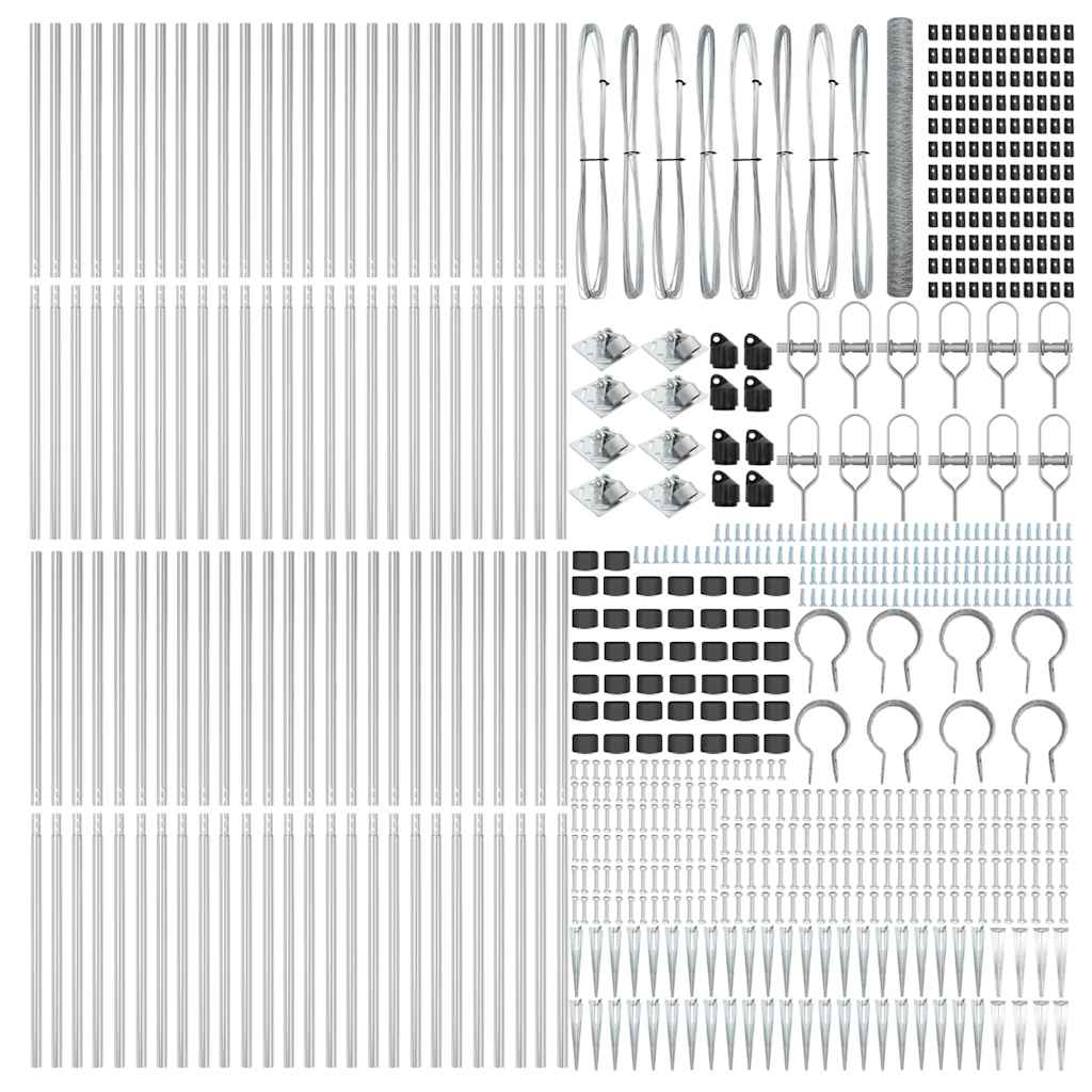Hexagonal Fence with Post 100 x 1.5 m Galvanised Steel Silver