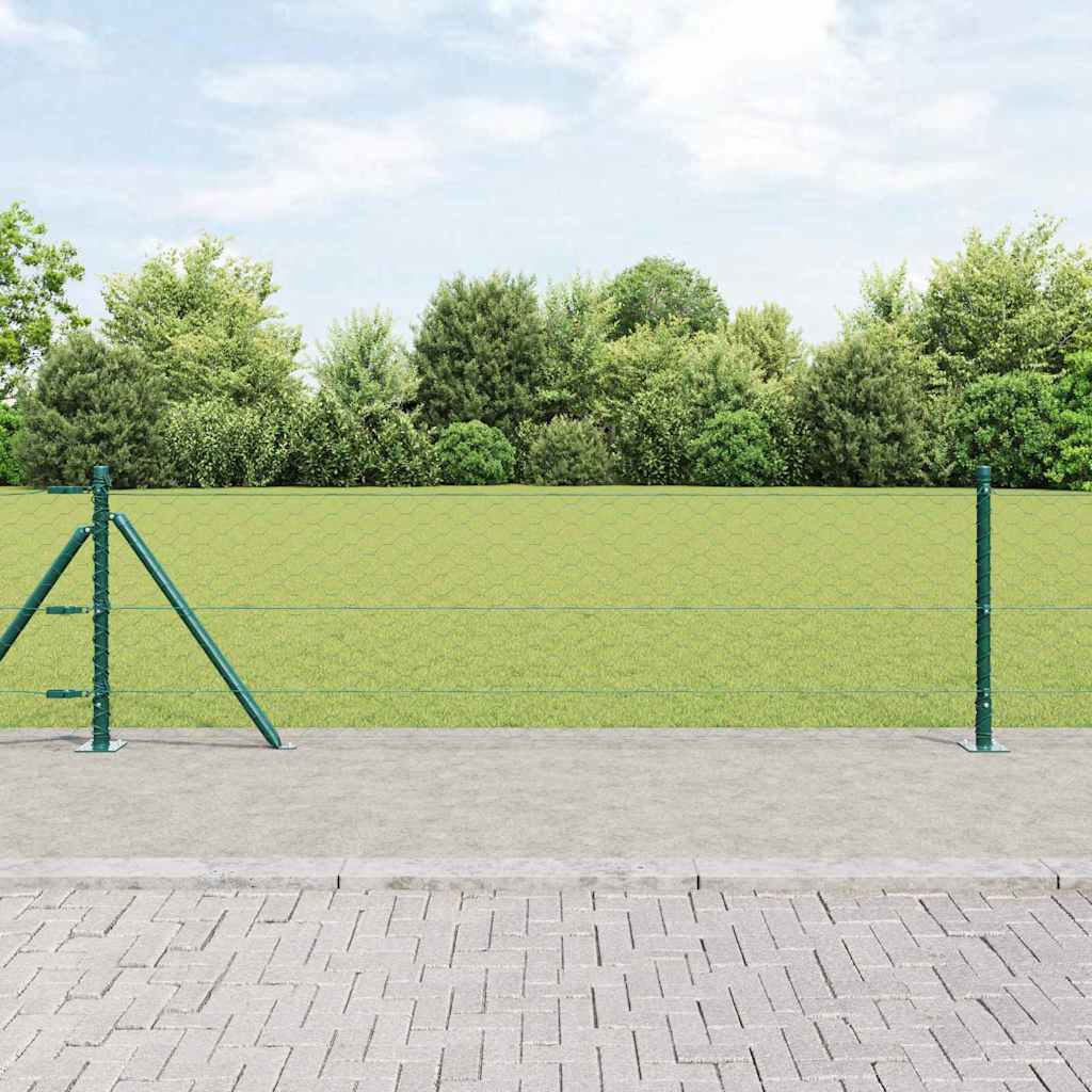 Hexagonal Fence with Concrete Base 10 x 0.6 m PVC-Coated Steel