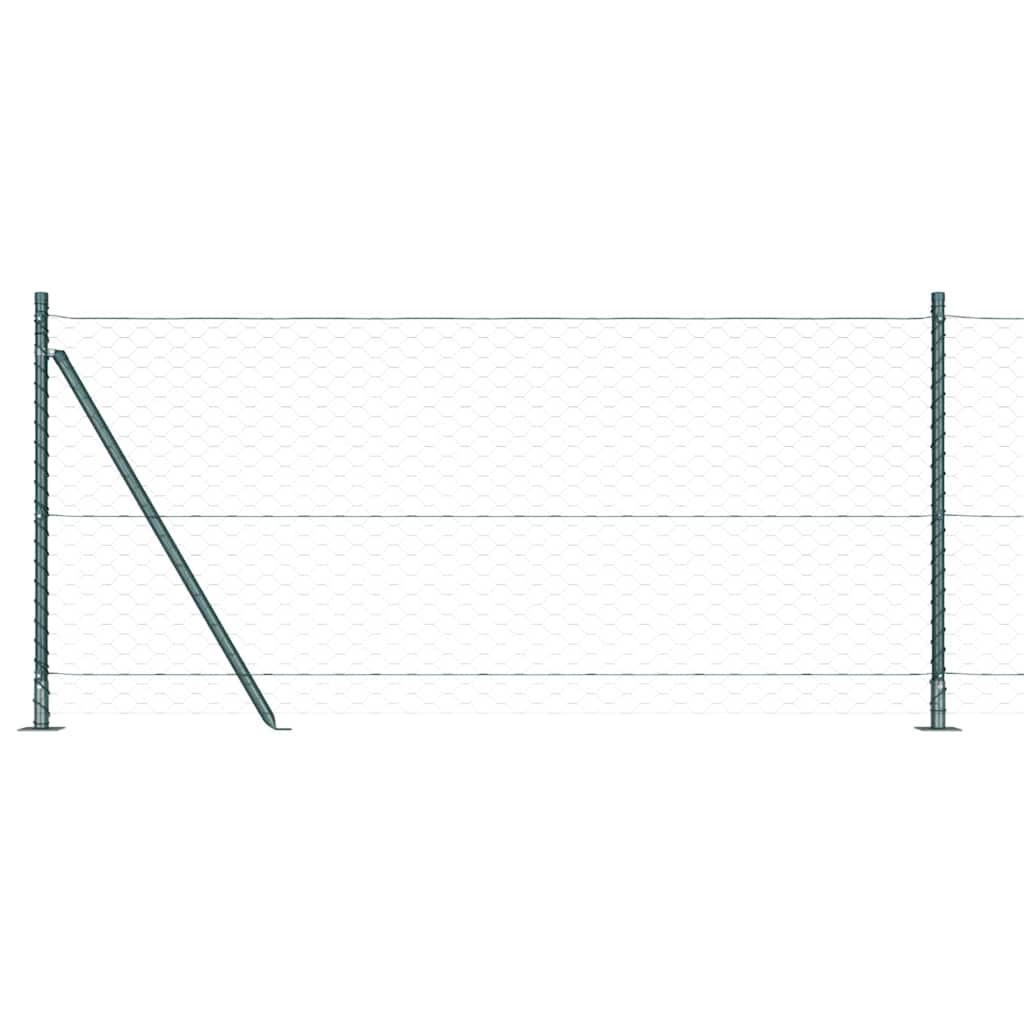 Hexagonal Fence with Concrete Base 10 x 1 m PVC-Coated Steel