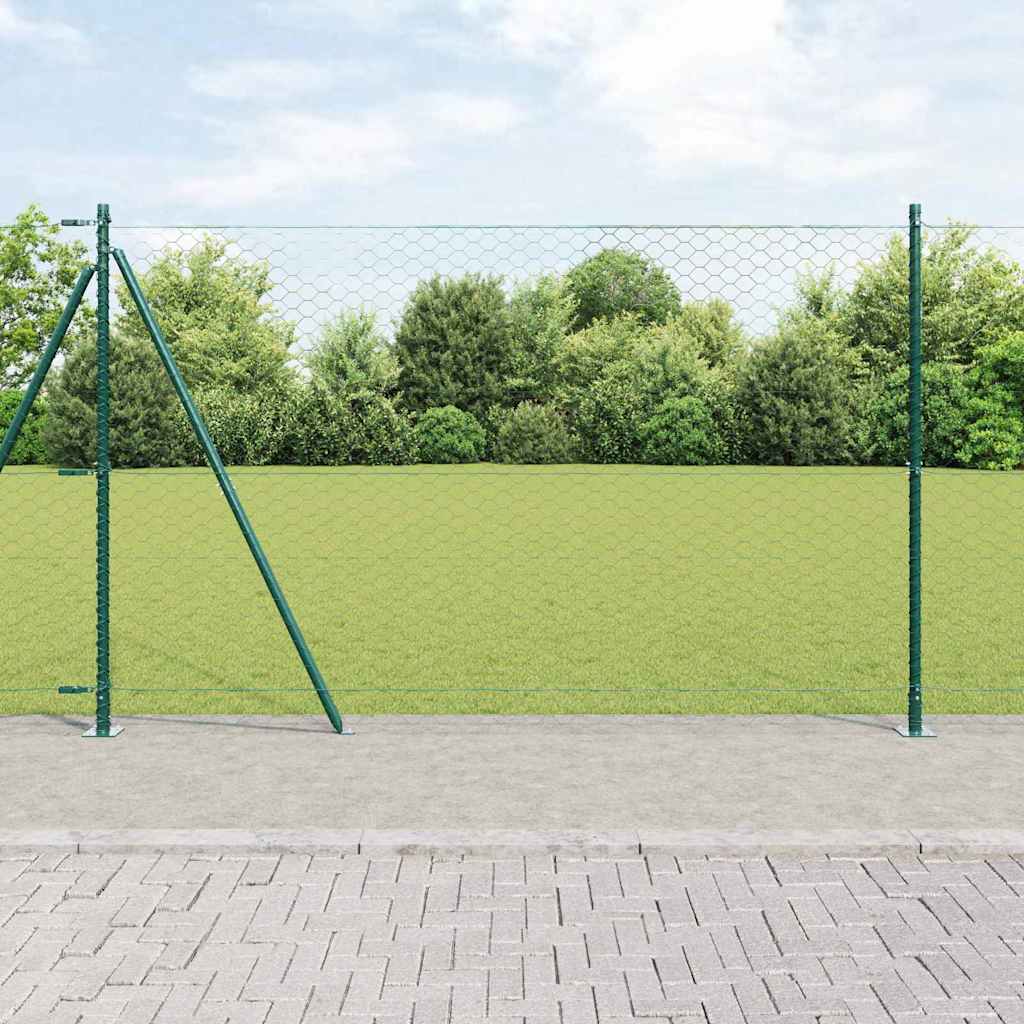 Hexagonal Fence with Concrete Base 10 x 1.4 m PVC-Coated Steel
