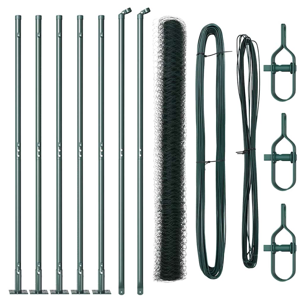 Hexagonal Fence with Concrete Base 10 x 1.5 m PVC-Coated Steel
