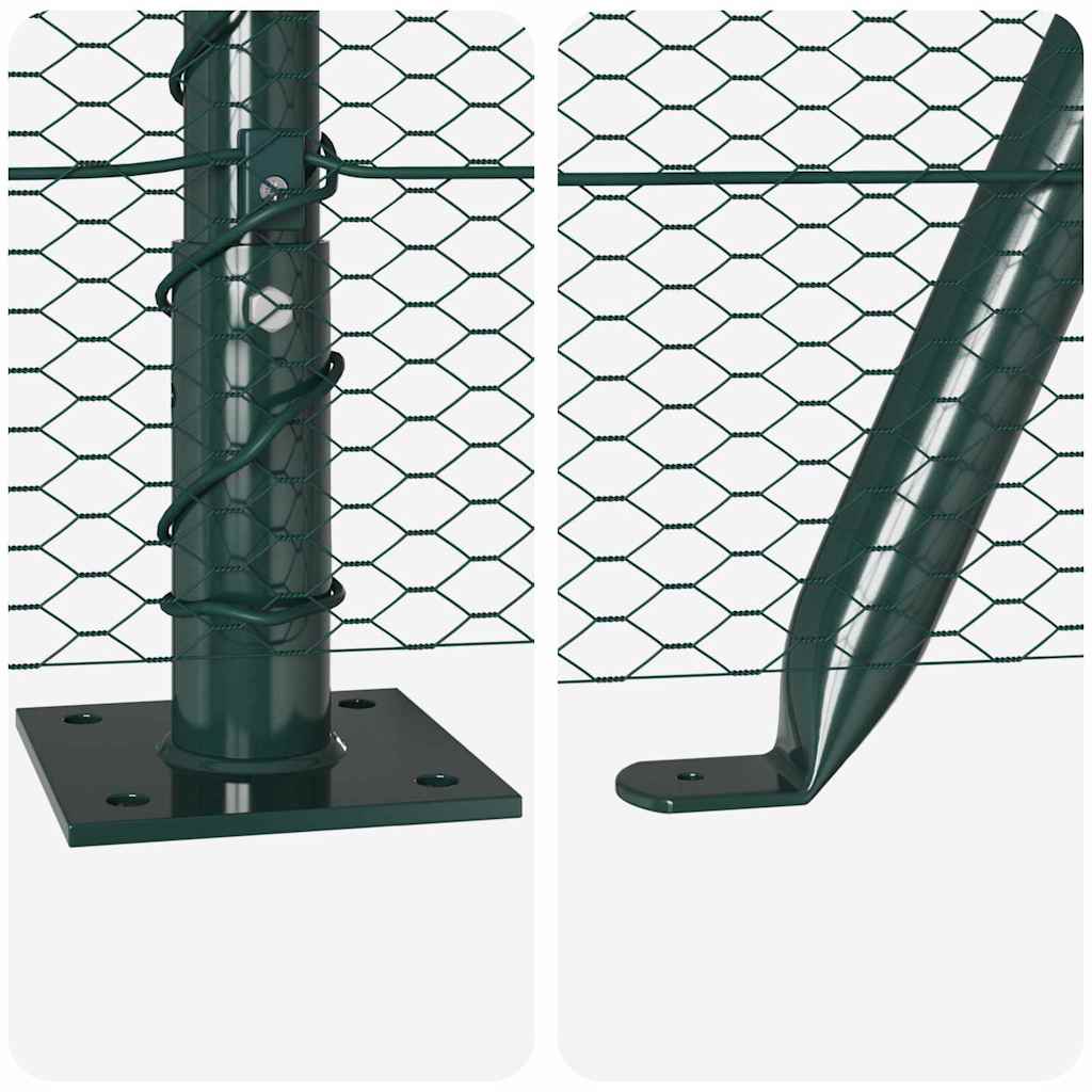 Hexagonal Fence with Concrete Base 25 x 0.4 m PVC-Coated Steel
