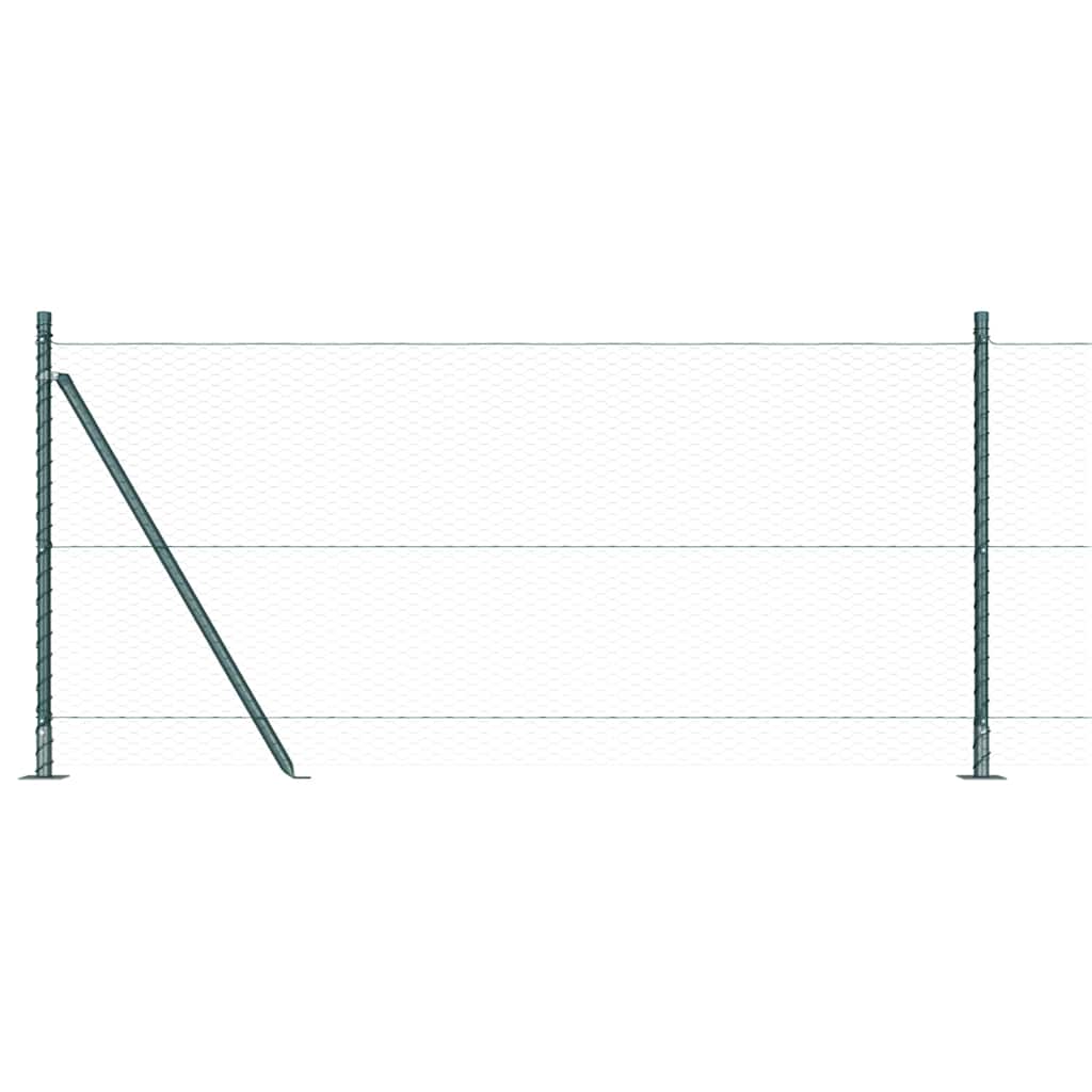 Hexagonal Fence with Concrete Base 25 x 0.8 m PVC-Coated Steel