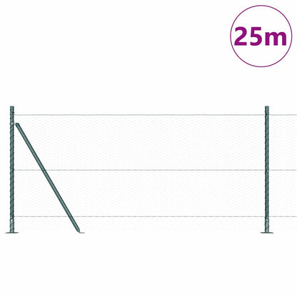Hexagonal Fence with Concrete Base 25 x 0.8 m PVC-Coated Steel