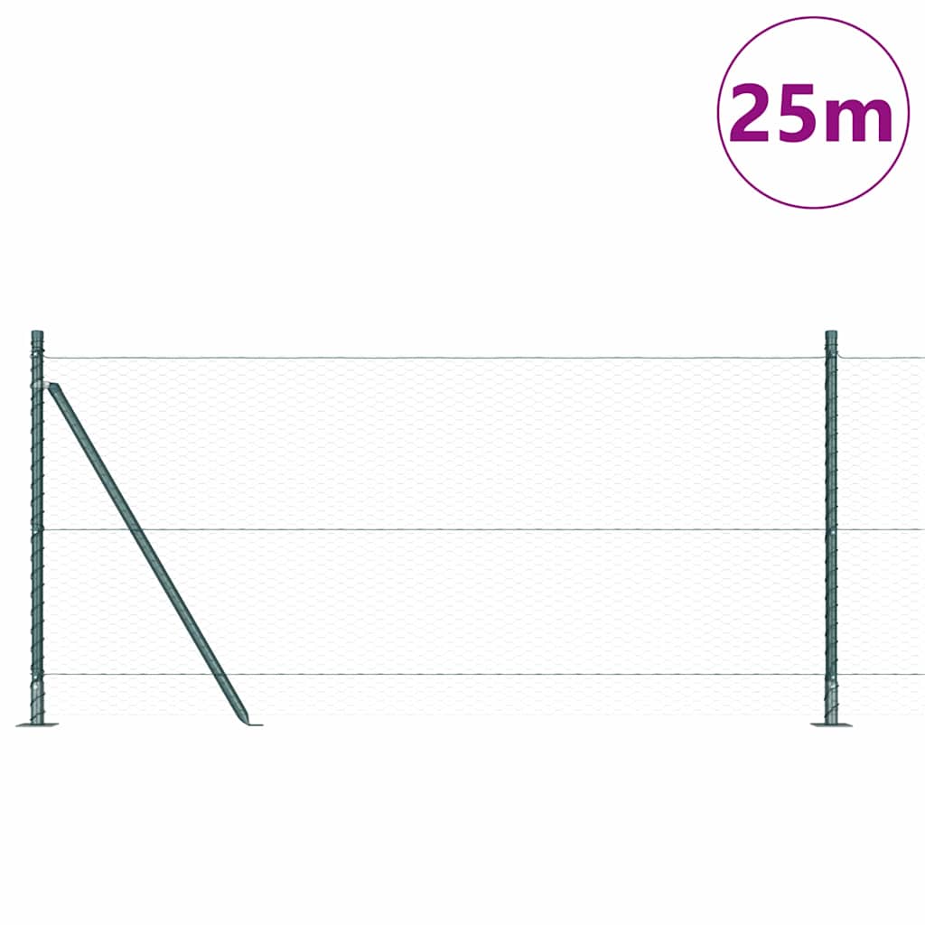 Hexagonal Fence with Concrete Base 25 x 1 m PVC-Coated Steel