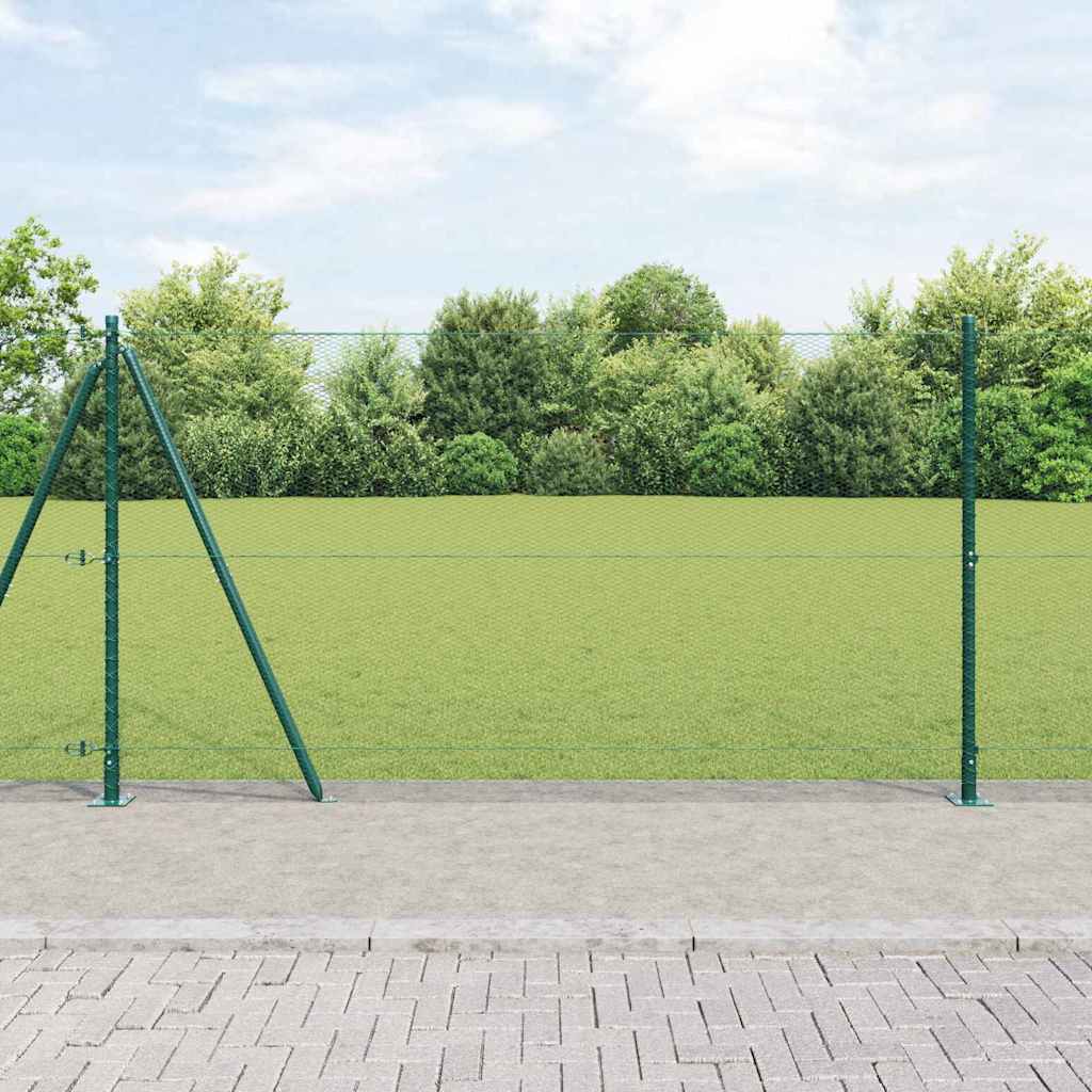 Hexagonal Fence with Concrete Base 25 x 1.2 m PVC-Coated Steel