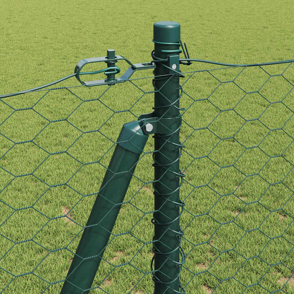 Hexagonal Fence with Concrete Base 25 x 1.2 m PVC-Coated Steel