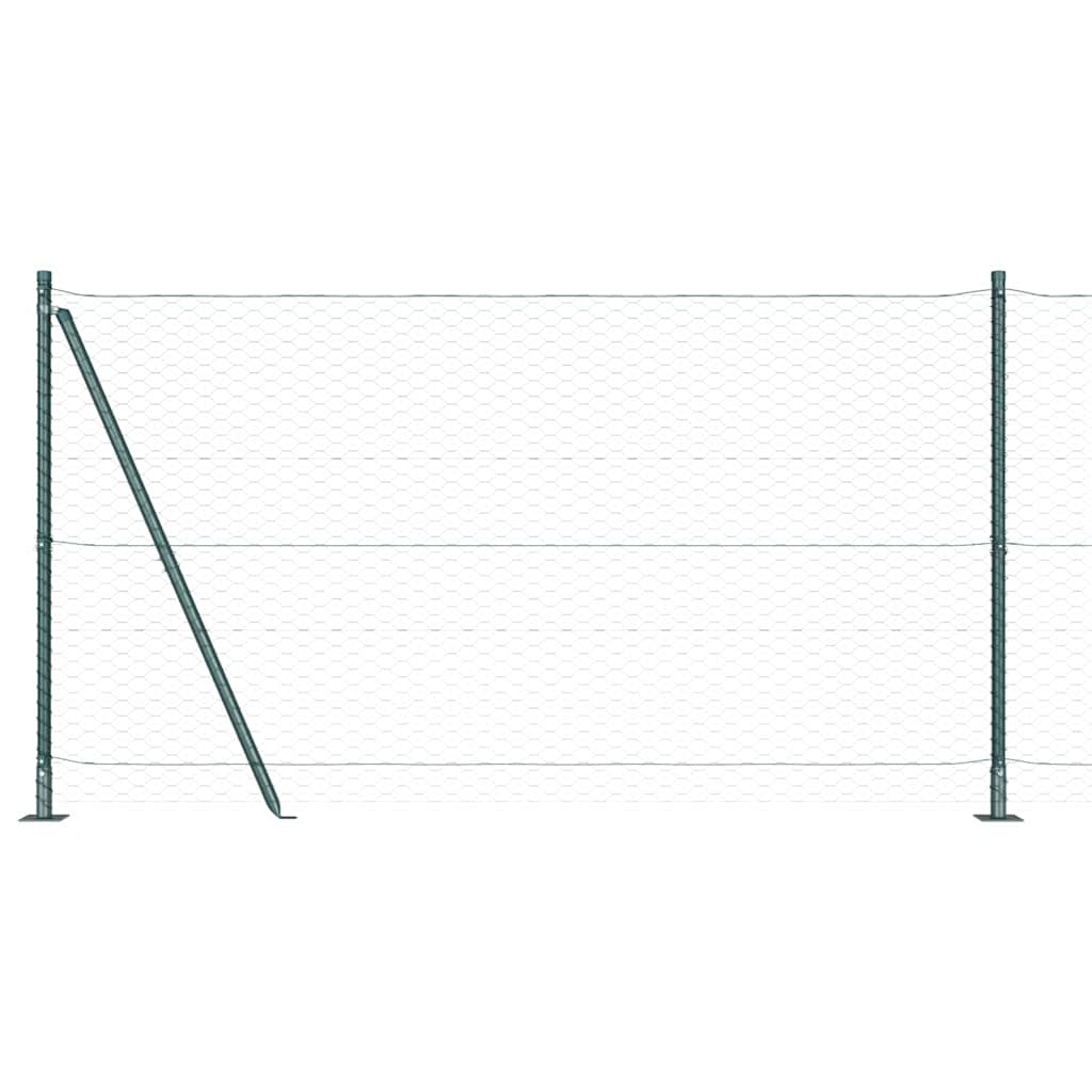 Hexagonal Fence with Concrete Base 25 x 1.2 m PVC-Coated Steel