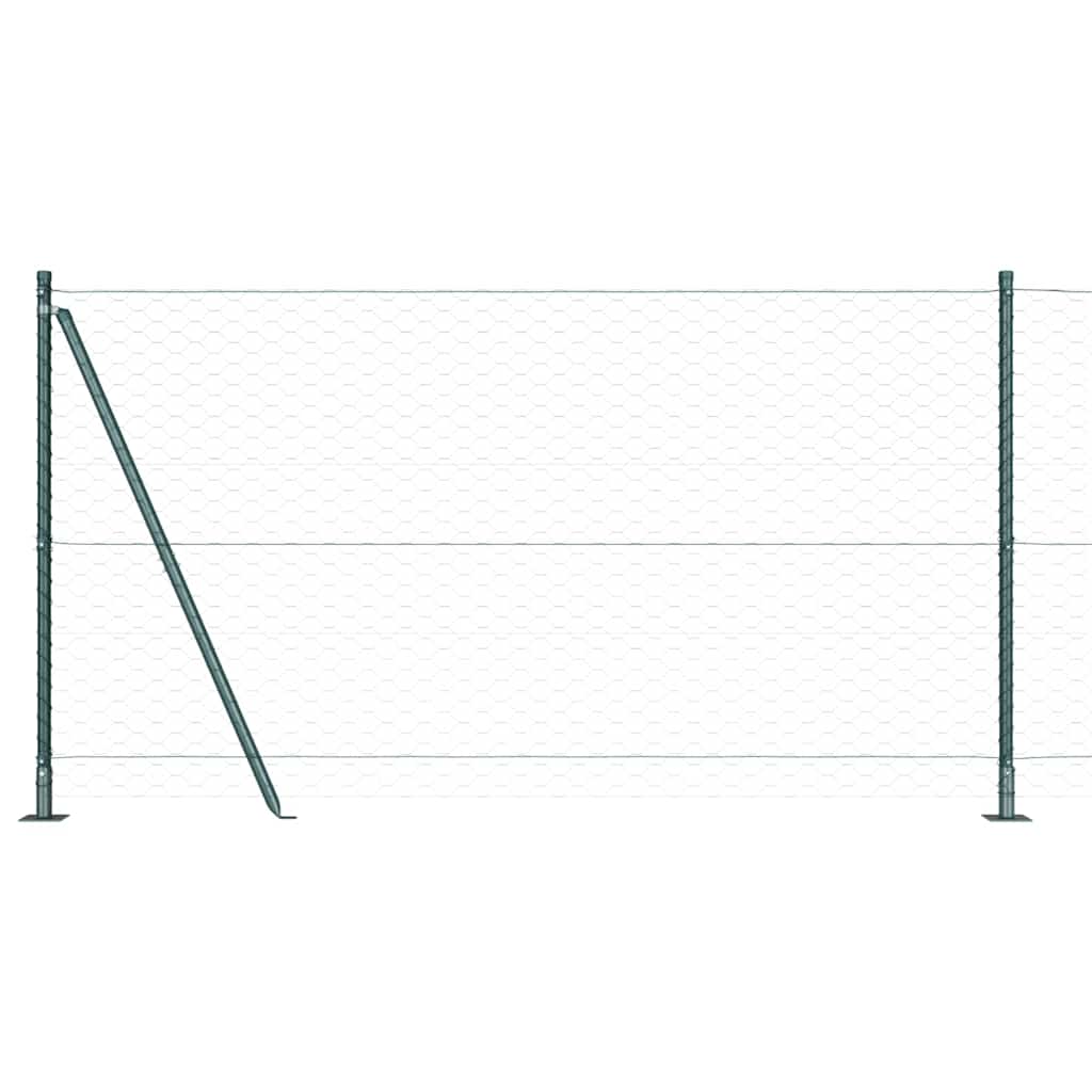 Hexagonal Fence with Concrete Base 25 x 1.2 m PVC-Coated Steel