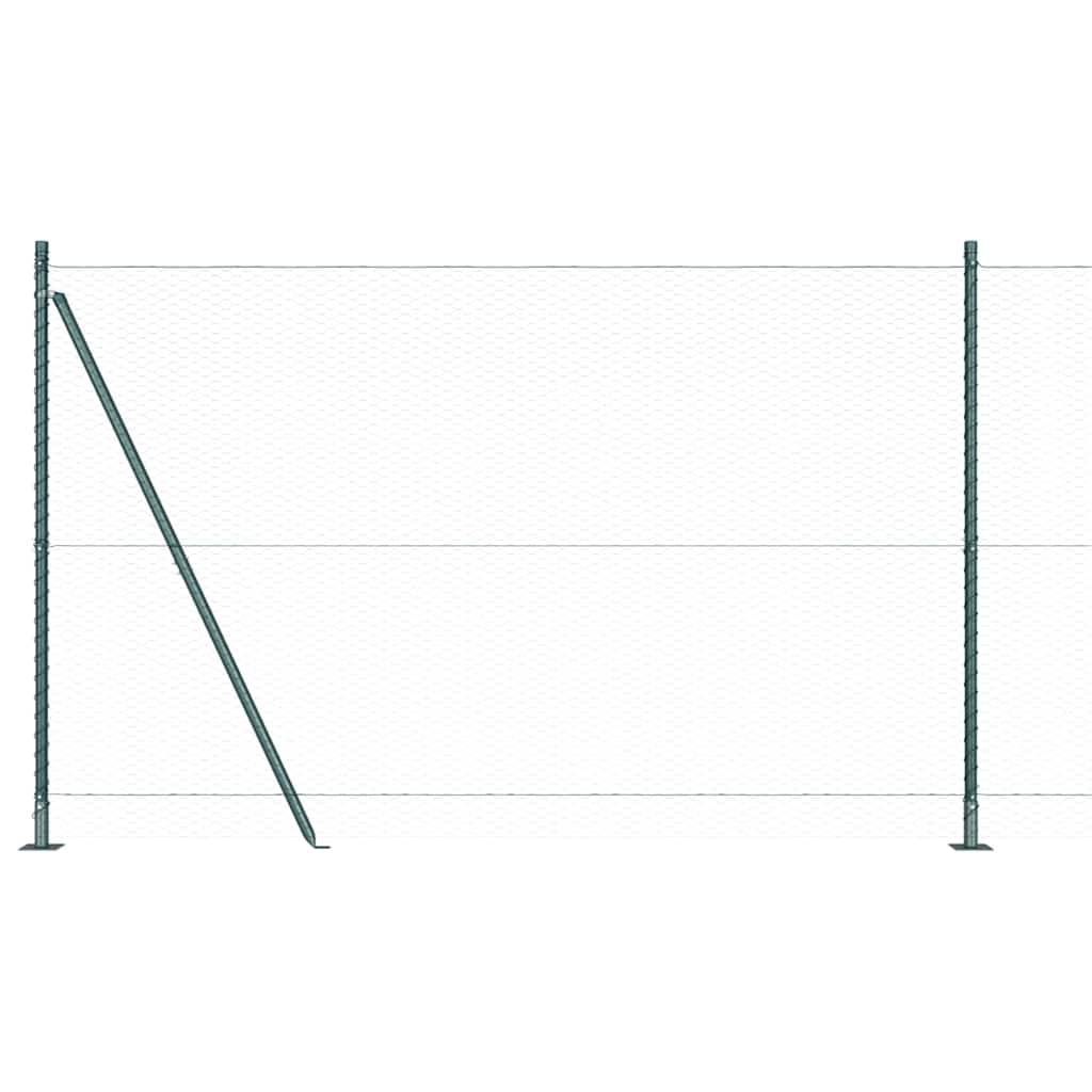 Hexagonal Fence with Concrete Base 25 x 1.4 m PVC-Coated Steel