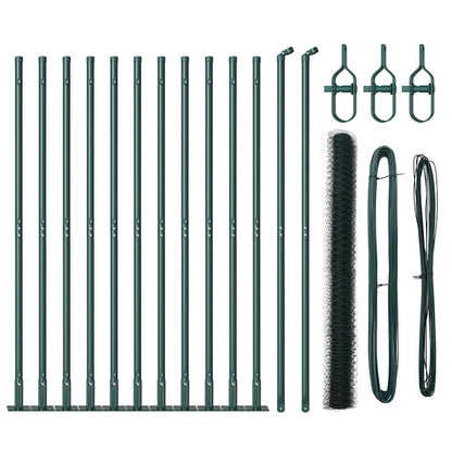 Hexagonal Fence with Concrete Base 25 x 1.4 m PVC-Coated Steel