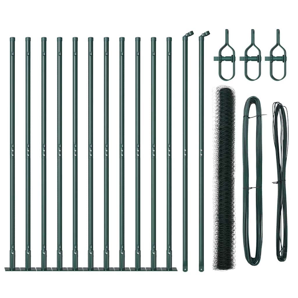 Hexagonal Fence with Concrete Base 25 x 1.5 m PVC-Coated Steel